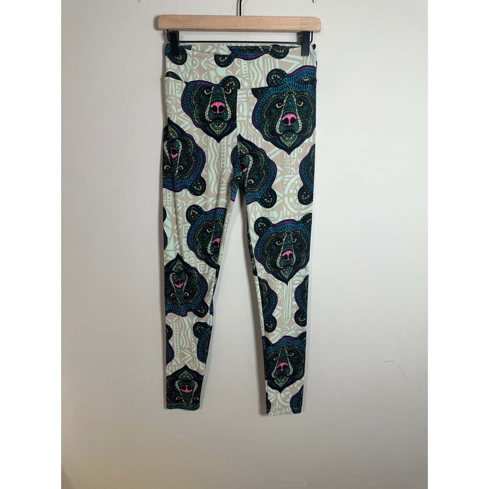 LuLaRoe Mosaic Bear Leggings One Size OS Rare Unicorn Psychedelic Tribal Teal